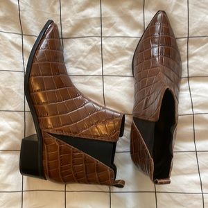 SOLD - NWT Marc Fischer LTD Yale Pointy Toe Chelsea Bootie in faux crocodile